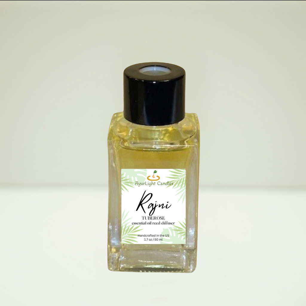Tuberose essential oil diffuser in clear bottle with black cap